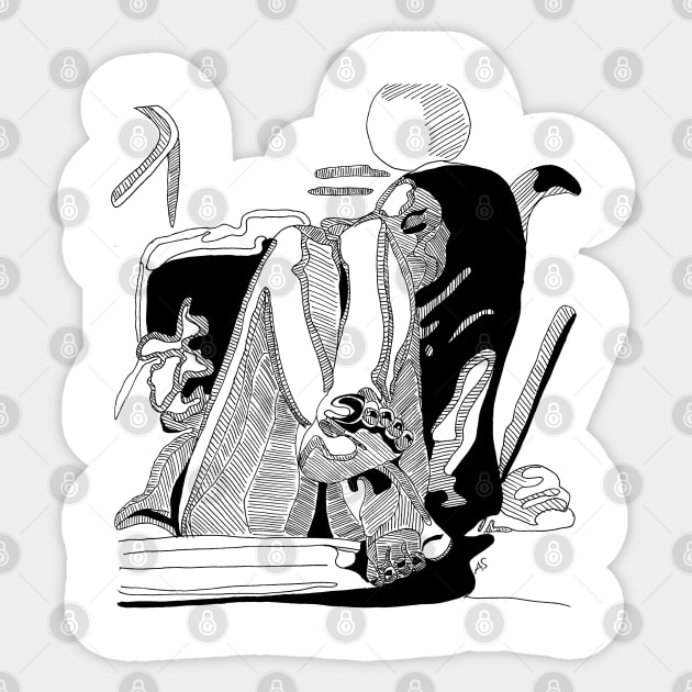 sexy girl on sofa artwork illustration Sticker by PrintsHessin